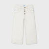 6546 Mayoral Girls Off-White Cropped Pants, Stylish Buttons, Two Front Pockets, 