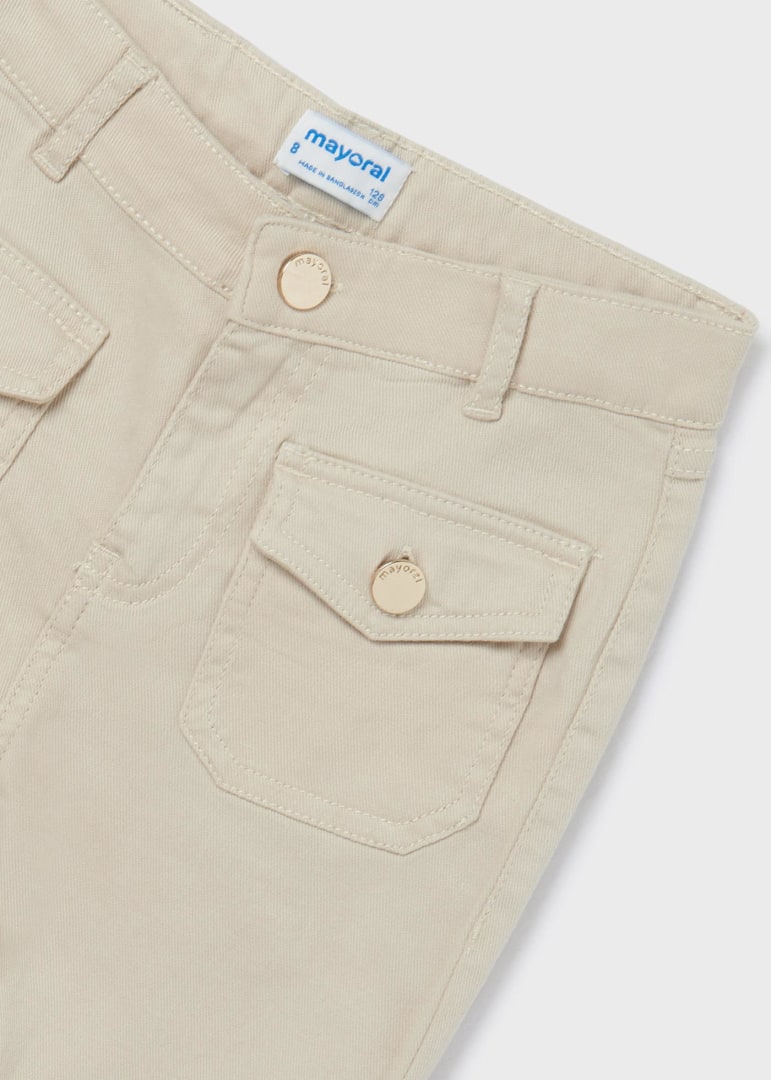 6579 Mayoral Jr Girls High Waist Flare Pants, Oat