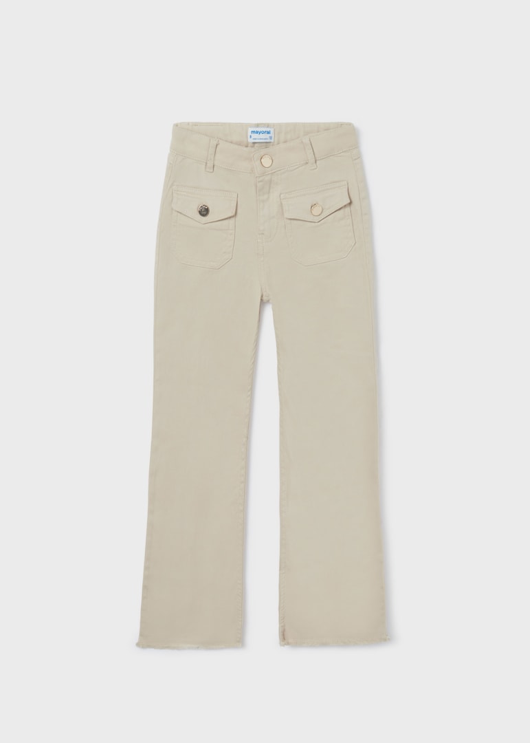 6579 Mayoral Jr Girls High Waist Flare Pants, Oat