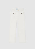 6579 Mayoral Jr Girls High Waist Cropped Flare Pants, White front