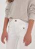 6579 Mayoral Jr Girls High Waist Cropped Flare Pants, White modeled 3