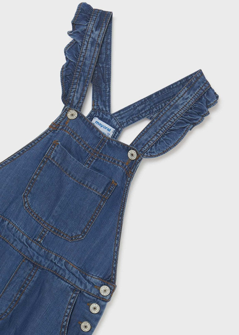  	6650 Mayoral Jr Girls Eco-Tencel Cropped Flutter Denim Overalls detail
