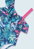 6755 Cut Out One Shoulder Ruffled Onepiece Swimsuit, Bouganvilla