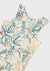 Girls Mayoral Floral Printed Romper, Tropical Romper, Full Back Zipper Functional Front Pockets