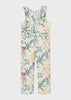 Girls Mayoral Tropical Floral Printed Romper, Front Pockets, Front