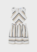 6921 Mayoral Tween/Teen Girls Tailored Cutout Dress, Black/Tan Stripes