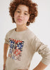 Boys Long Sleeve Beige Graphic Printed Mayoral, Front