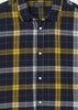 Long Sleeve Plaid Button Down Flannel, Collared Plaid, Black and Yellow, Front Detail