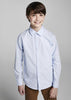 Boys Long Sleeve Ecofriendly Button Up, Light Blue, Front