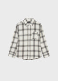 Mayoral Boys Cream Collared Long Sleeve Shirt, Front Functional Pockets and Front Central Button Fastenings, Front