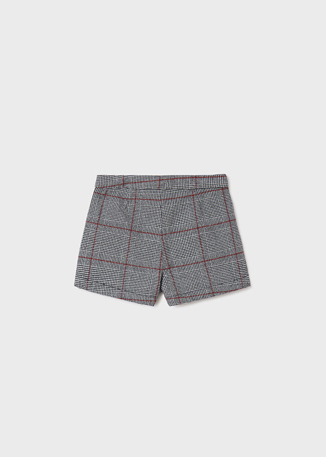 Girls Elasticated Waistband Black Checkered/Plaid Shorts