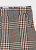 Red Brick Plaid Tiled Cropped Pants, Trousers, Front Side Pockets, Front
