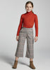 Girls Cropped Plaid Trousers, Long Wide Legged Cropped Pants, Plaid, Front