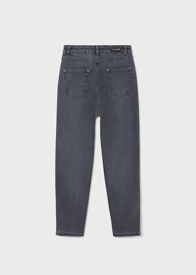 Girls Mayoral Soft Denim Pants, Two Back Pockets, Belt Loops