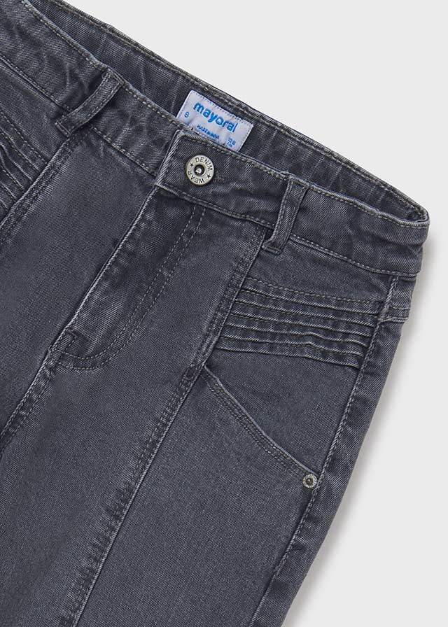 Mayoral Girls Belt Loops Slouch Pants, Front Functional Belt Loops, Gray