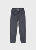 Mayoral Girls Slouch Denim Trousers, Gray, Front Button Fastening