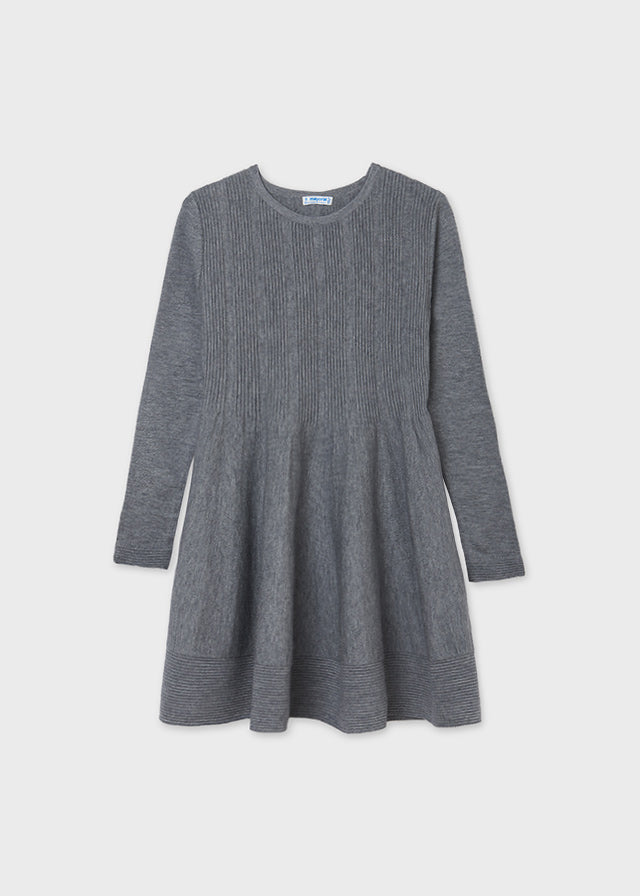 7926 Mayoral Tween/Teen Girls L/S Ribbed Knit Dress, Steel Grey Bubble Belly moms | babies | kids 7926 Mayoral Tween/Teen Girls L/S Ribbed Knit Dress, Steel Grey Bubble Belly moms | babies | kids