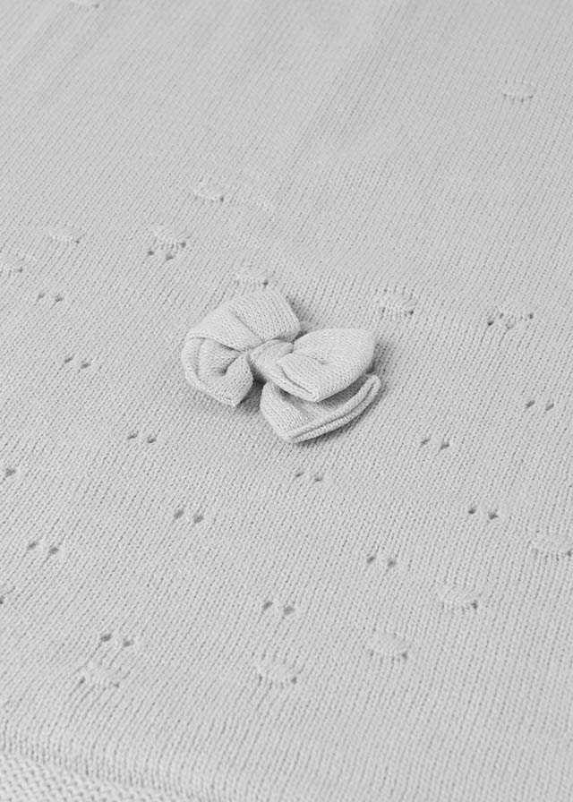 Mayoral Decorative Knitted Baby Shawl, Swaddle Knit Heirloom Blanket, Light Gray