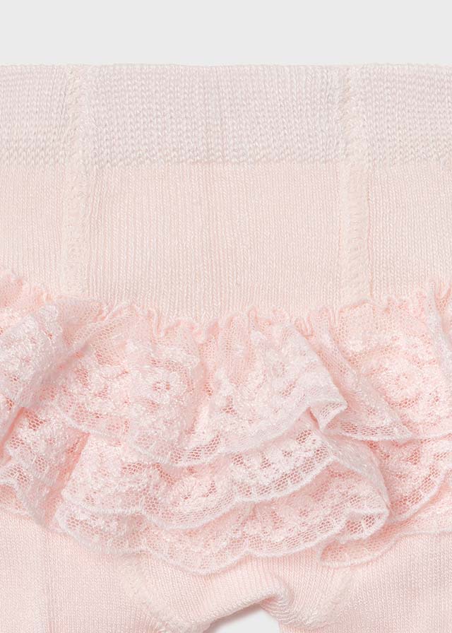 Girls Mayoral Baby Pink Tights, Decorative Ruffles, Socks 