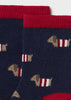 Boys Mayoral Jacquard Blue and Red Socks, Puppy Printed Socks, Detail 
