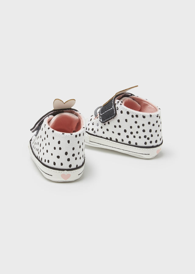 Canvas Sneakers, Mayoral Girls Black and White Shoes, Velcro Strapped Shoes