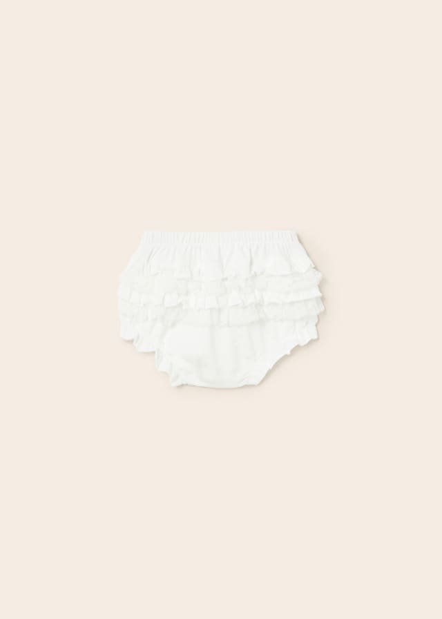 9579 Mayoral Ruffled Lace Bloomer Diaper Cover, White