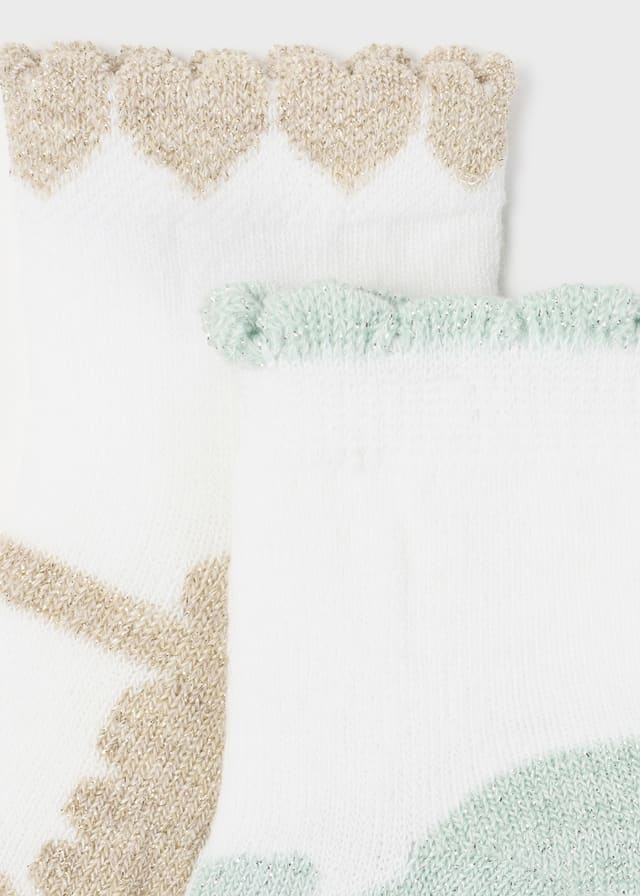 9596 2-Pack Socks Tan and Aqua details
