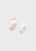 9596 2-Pack Socks Tan and Aqua front