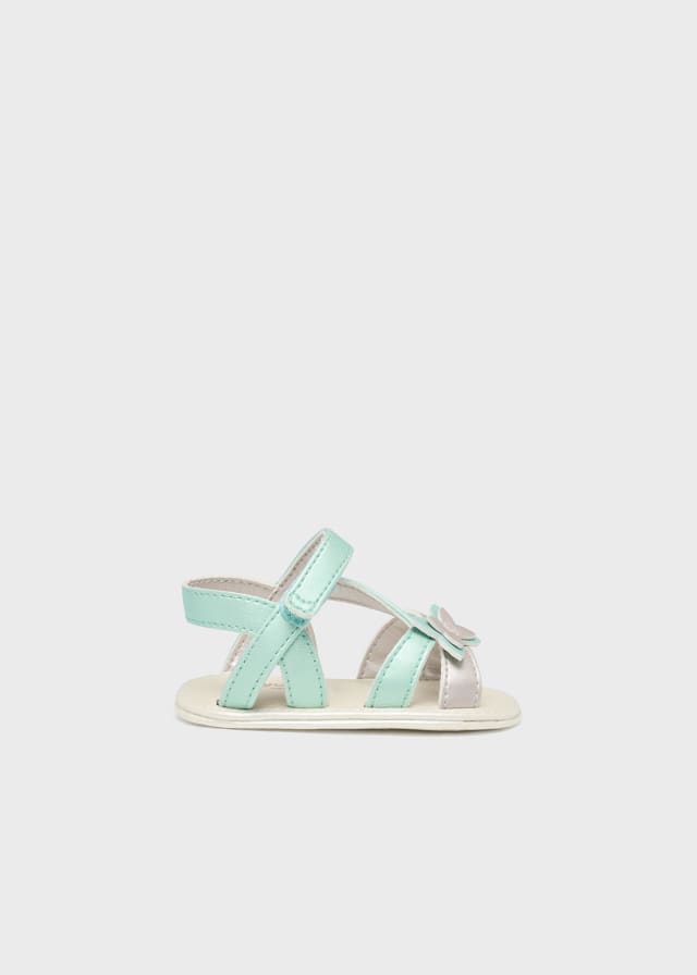 Mayoral strappy butterfly sandals, aqua/cream, side view