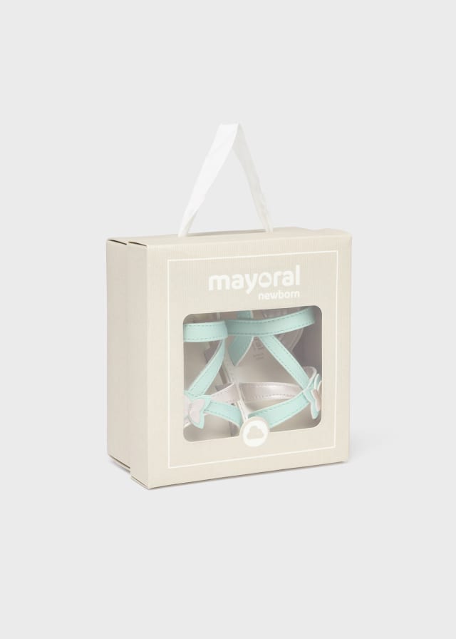  	9635 Mayoral Strappy Butterfly Sandals, Aqua/Cream box