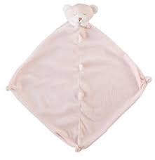animal head baby blankie, pink bear security blanket, angel dear