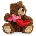 Aurora Plush Truffle 3x Heart Teddy Bear, Caramel 9"