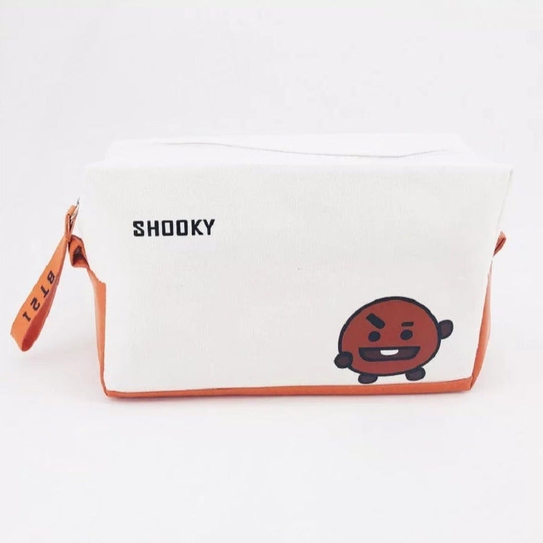 BT21 Zippered Canvas Make-Up/Pencil/Everything Bag - Shooky Cookie