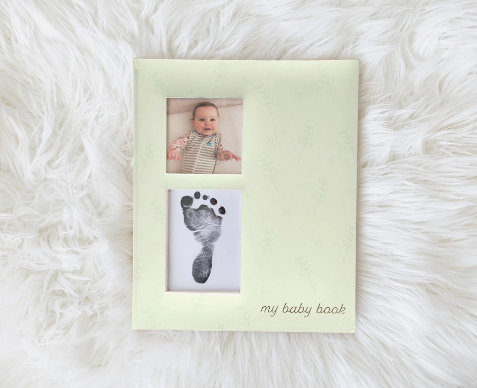 Baby Book -1st Year Baby Journal & Memory Book Keepsake - Sage Green Leaves