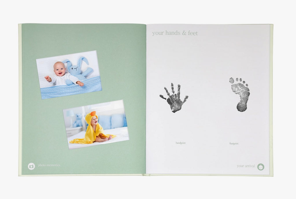 Baby Book -1st Year Baby Journal & Memory Book Keepsake - Sage Green Leaves