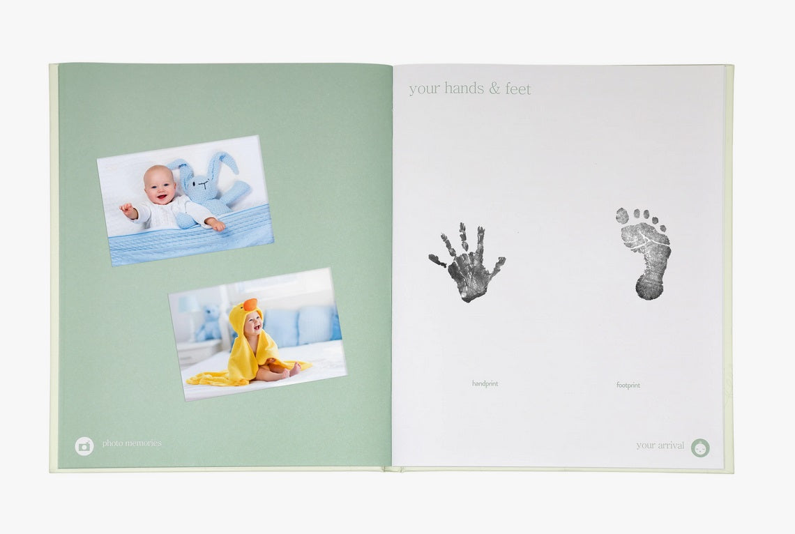 Baby Book -1st Year Baby Journal & Memory Book Keepsake - Sage Green Leaves