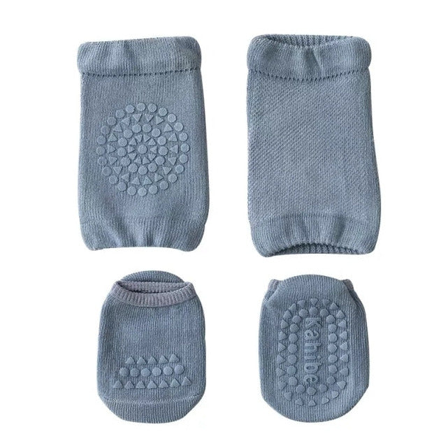 BABY & TODDLER CRAWLER KNEE PROTECTION, KNEE PADS AND NONSKID SOCKS, CLOUDY BLUE