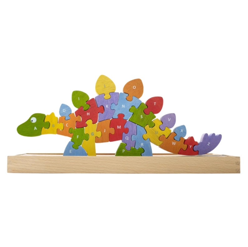 Begin Again Eco-friendly Wooden Chunky 3D Alphabet Puzzle - Dinosaur