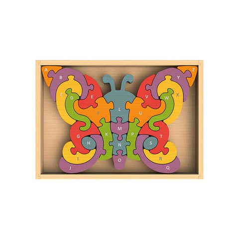 Eco-friendly Wooden Chunky Alphabet Butterfly Puzzle