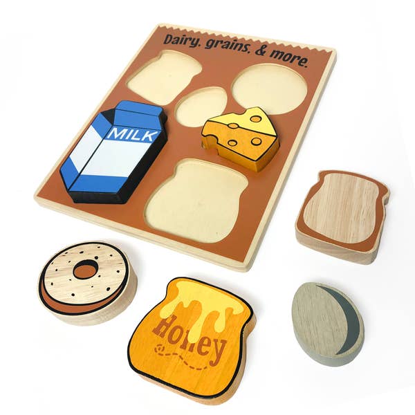 Begin Again Eco-friendly Wooden Food Puzzle, Grains & Dairy