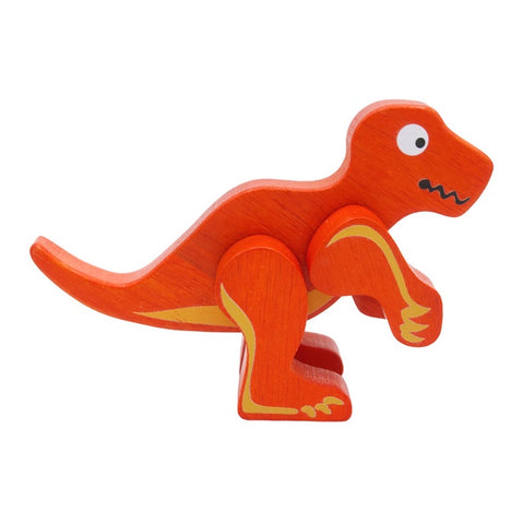 Begin Again Eco-friendly Wood Posable Toy, Dinosaur, Tyrannosaurus Rex, Red