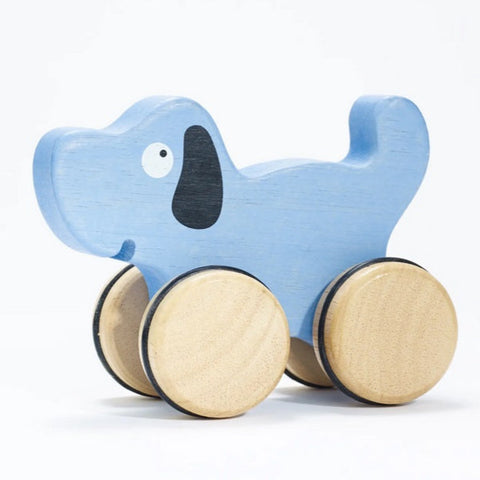 Eco-friendly Wood & Natural Rubber Push Toy, Little Blue Puppy Dog