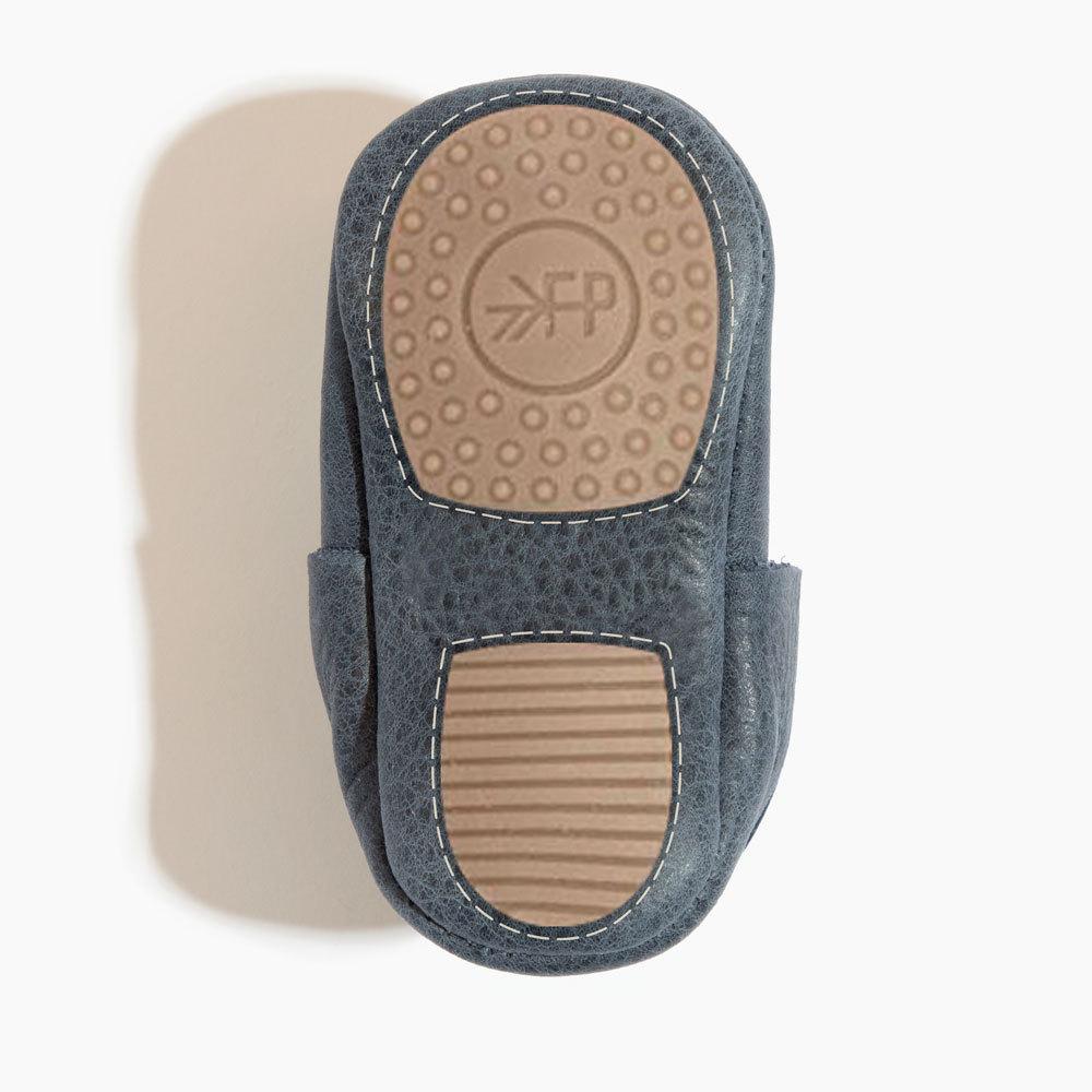 Freshly Picked Moccassins, RUBBER MINI SOLES, Blue Spruce Oxford
