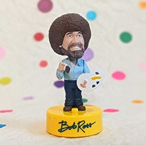 Bob Ross Talking Bobble Head Figurine & 3D Art PC Desktop Mini Set
