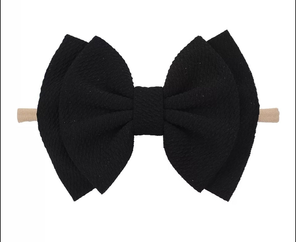 6" Bow & Nylon Headband, Black