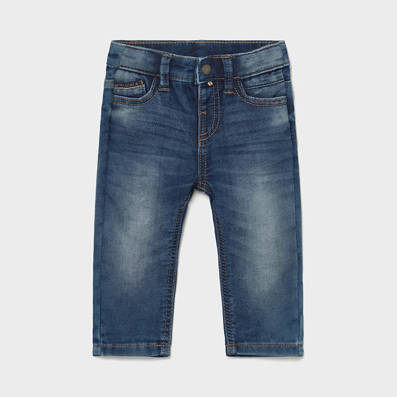 1586 Mayoral Boys Soft Denim Jeans, Front snap button, Includes Two Front Pockets
