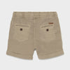 Back of Boys Linen Tan Shorts, Two Back Pockets with 2 Buttons
