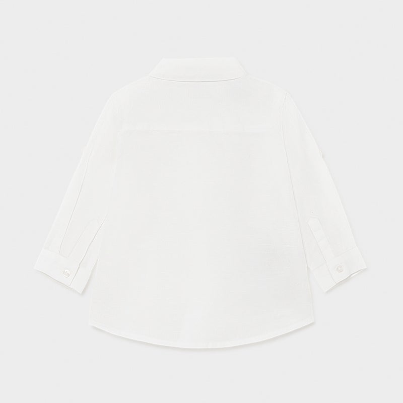 117 Boys Mayoral Long Sleeved Shirt, White Colored, Collared Shirt 
