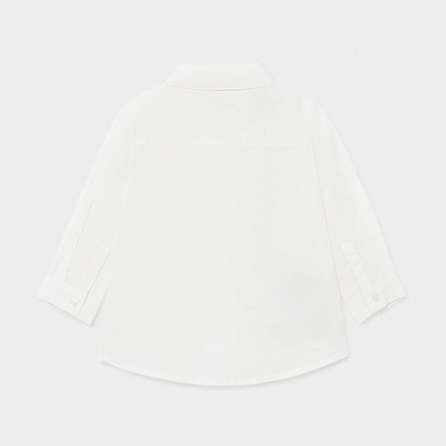 117 Boys Mayoral Long Sleeved Shirt, White Colored, Collared Shirt 