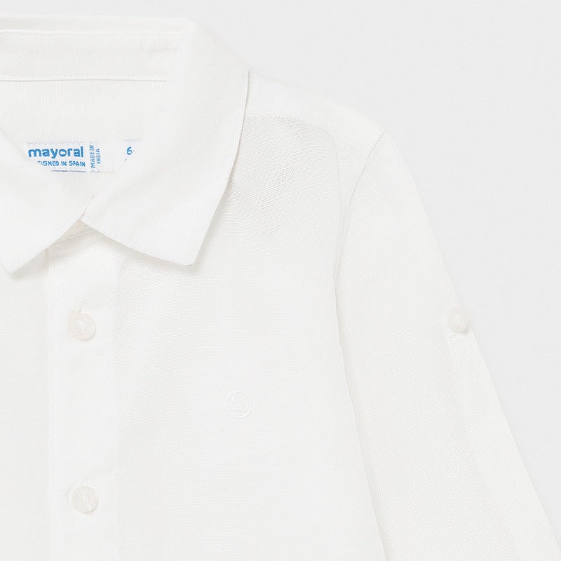117 White Mayoral Boys Button Down Collared Shirt, Long Sleeve